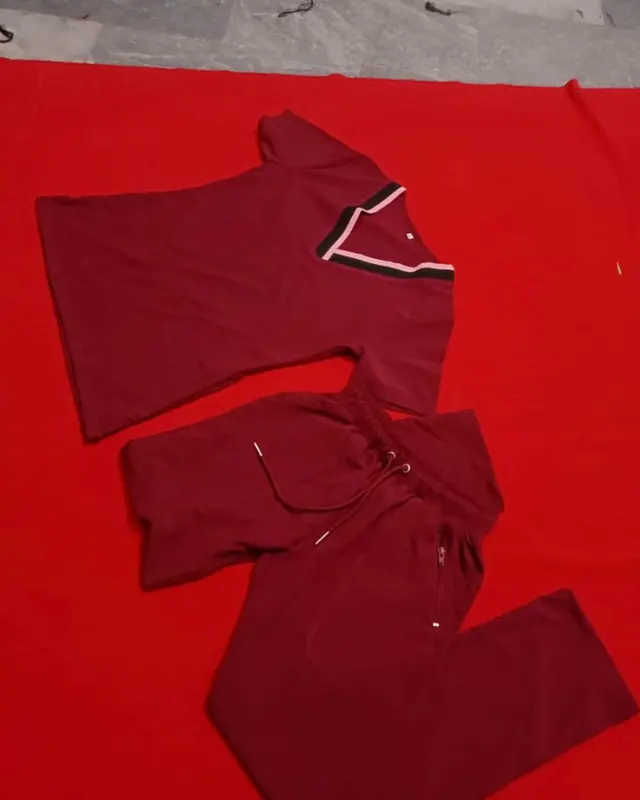 Maroon lace-up scrub top and trousers, custom medical scrubs, Wears For You, Sialkot Pakistan