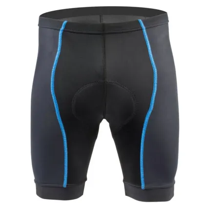 Grey padded cycling shorts with blue panel piping, custom cycling shorts and tights, Wears For You, Sialkot Pakistan