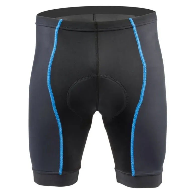 Grey padded cycling shorts with blue panel piping, custom cycling shorts and tights, Wears For You, Sialkot Pakistan