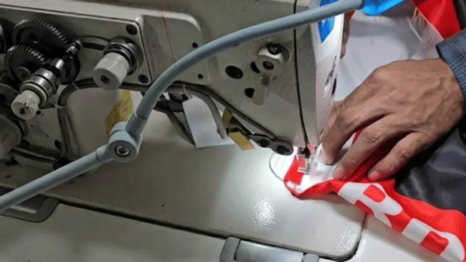 Flatlock stitching on custom boxing shorts, garment assembly, Wears For You, Sialkot Pakistan