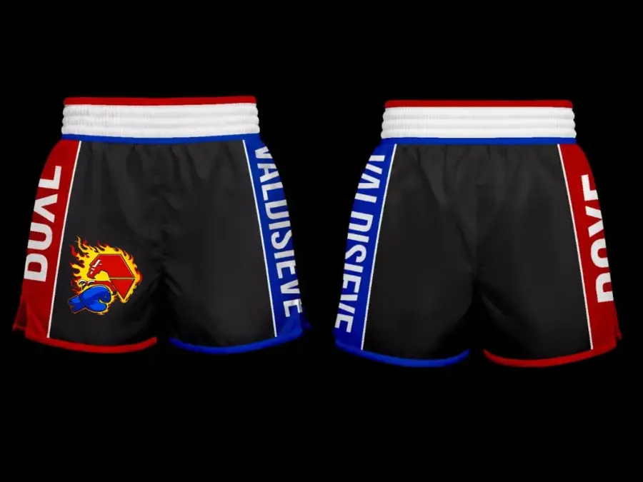 Custom satin boxing shorts hero photo, boxing club uniform manufacturing, Wears For You, Sialkot Pakistan