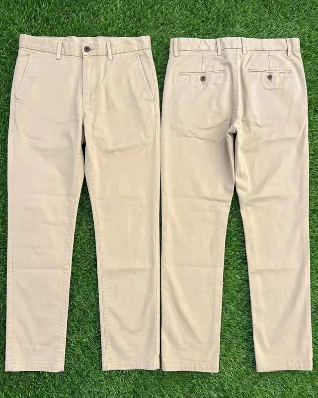 Khaki chino trousers shown front and back, custom trousers, Wears For You, Sialkot Pakistan