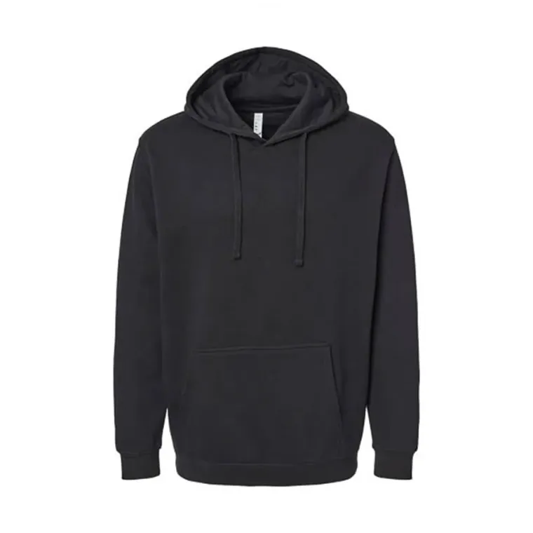 Plain black full-zip hoodie in heavyweight fleece, custom hoodie manufacturing, Wears For You, Sialkot Pakistan