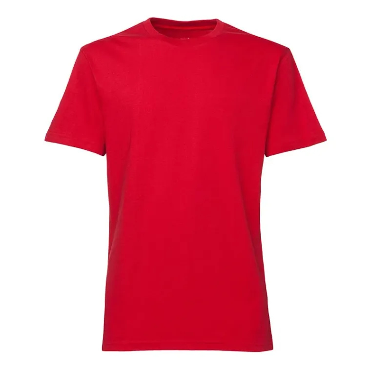 Red crew neck t-shirt shown flat, blank custom t-shirt manufacturing, Wears For You, Sialkot Pakistan