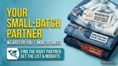 Jeans manufacturers compared by MOQ wash capability and location