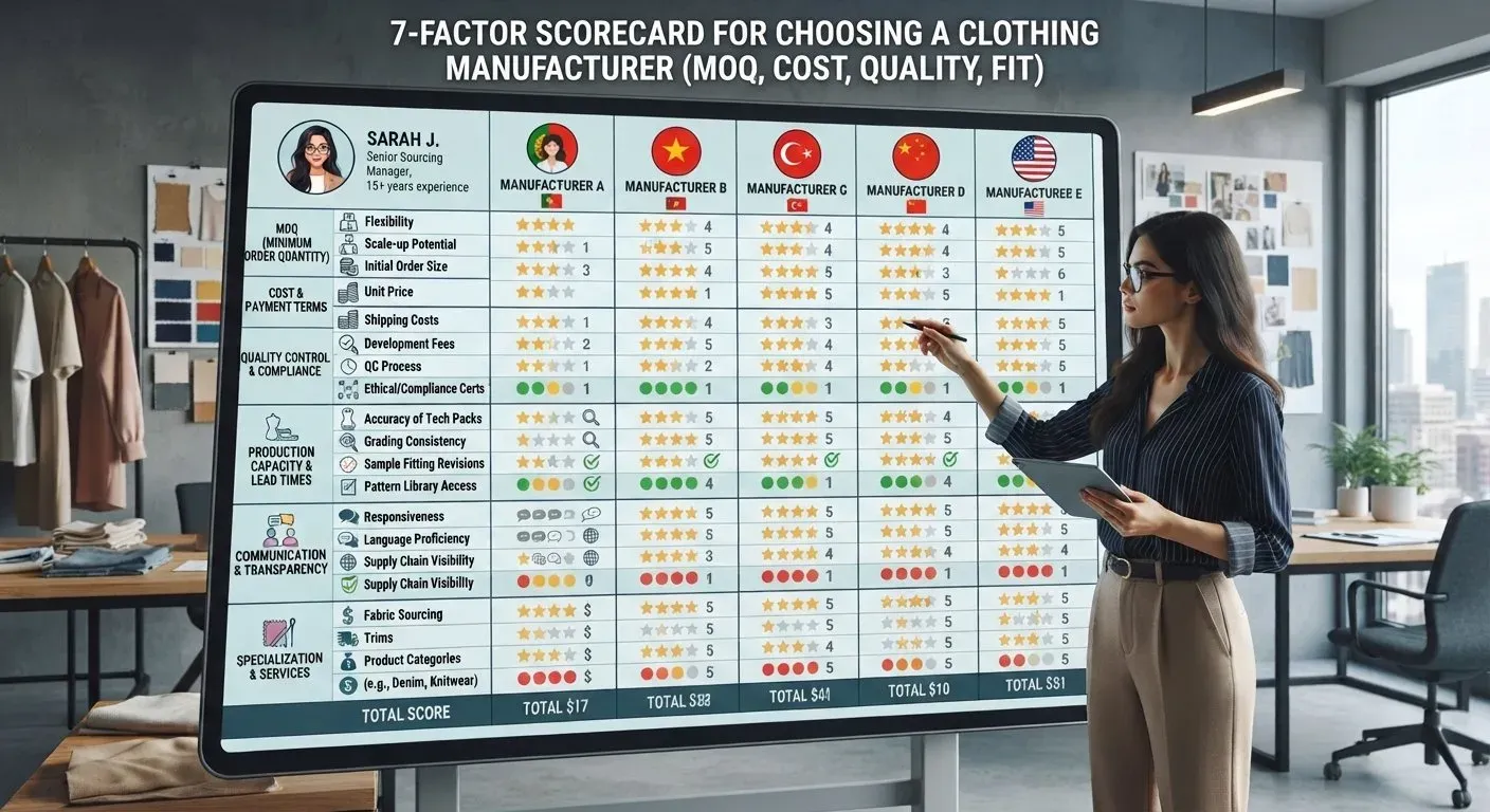 how to choose a clothing manufacturer 2026 comparison scorecard