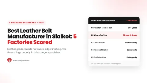 Best leather belt manufacturer in Sialkot, five factories scored on what each one discloses, Wears For You, Sialkot Pakistan
