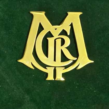 Polished brass monogram logo plaque, custom metal hardware, Wears For You, Sialkot Pakistan