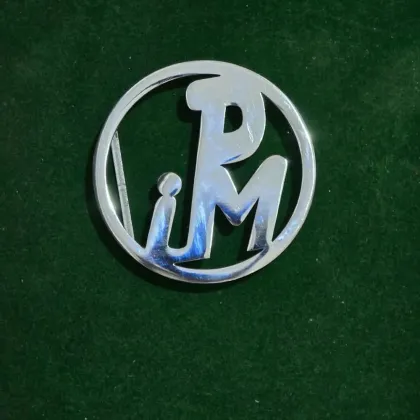Circular cut-out logo pendant in polished steel, custom metal hardware, Wears For You, Sialkot Pakistan
