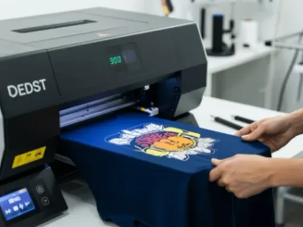 DTG printer applying full-colour artwork directly onto a t-shirt, DTG printing, Wears For You, Sialkot Pakistan
