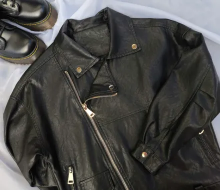 Custom black leather biker jacket, leather wear manufacturing, Wears For You, Sialkot Pakistan