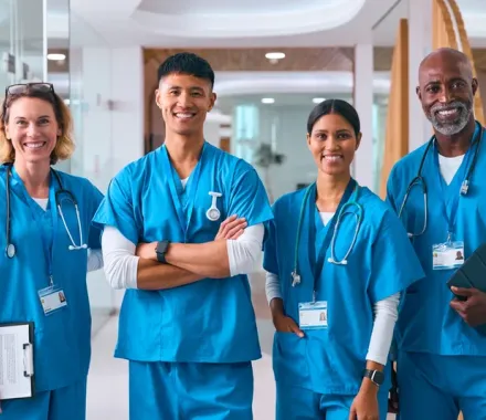 Medical staff wearing custom scrubs, medical scrubs manufacturing, Wears For You, Sialkot Pakistan