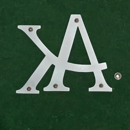 Large cut steel letter plate with fixing rivets for bags, custom metal hardware, Wears For You, Sialkot Pakistan