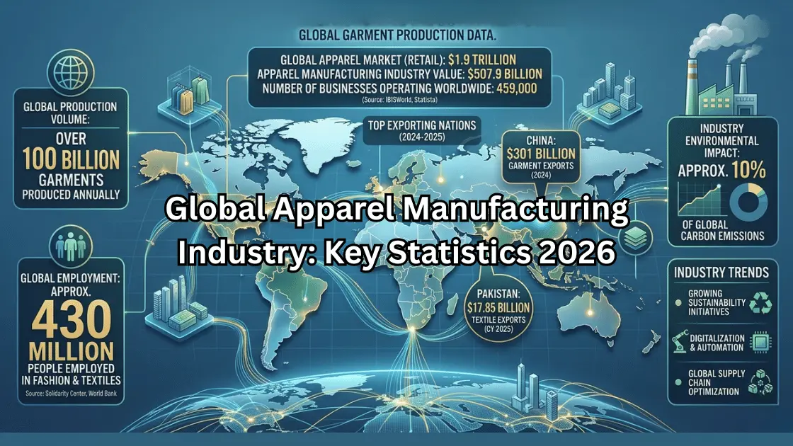 Apparel manufacturing industry statistics 2026 showing global garment production data