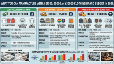 What you can manufacture with a 1000 5000 or 10000 clothing brand budget in 2026