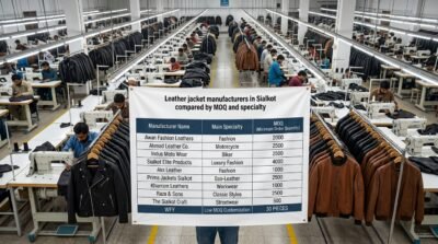 Leather jacket manufacturers in Sialkot compared by MOQ and specialty